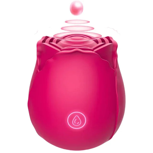 10-Speed Red Rechargeable Silicone Rose Clitoral Vibrator with Tapping Function