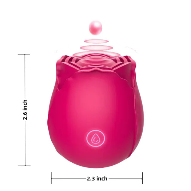 10-Speed Red Rechargeable Silicone Rose Clitoral Vibrator with Tapping Function