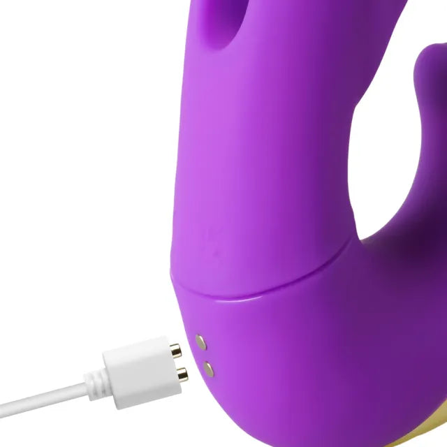 7-Speed Purple Rechargeable Vibrating & Tongue-Licking Massager with Flapping Function