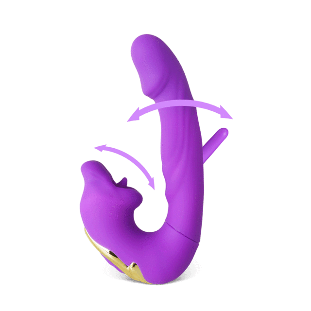 7-Speed Purple Rechargeable Vibrating & Tongue-Licking Massager with Flapping Function