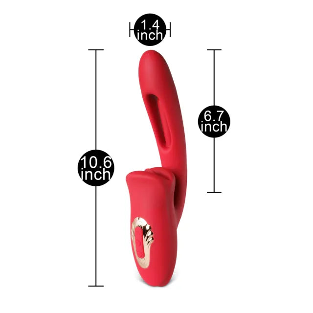 10-Speed Red Rechargeable Mouth Vibrator with Tongue-Licking & Flapping