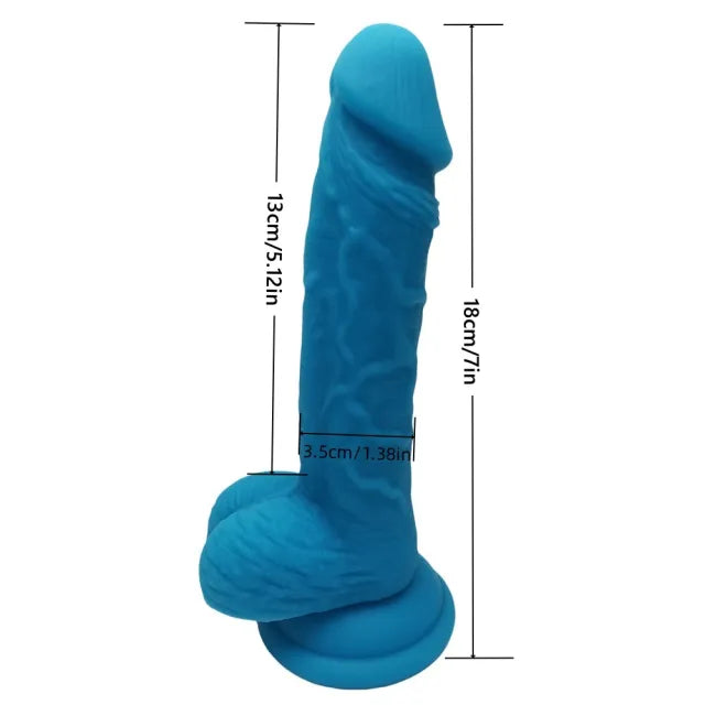 7.09'' Blue Silicone Dildo with Balls and Suction Cup