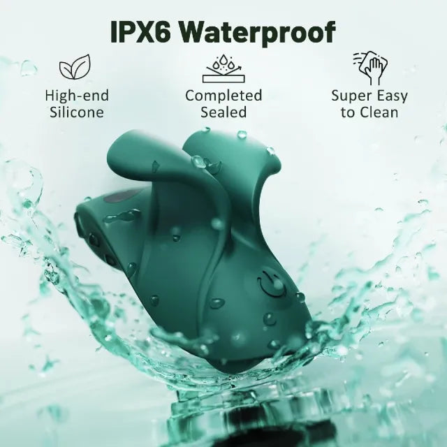 9-Speed Dark Green Rechargeable Silicone Finger Vibrator