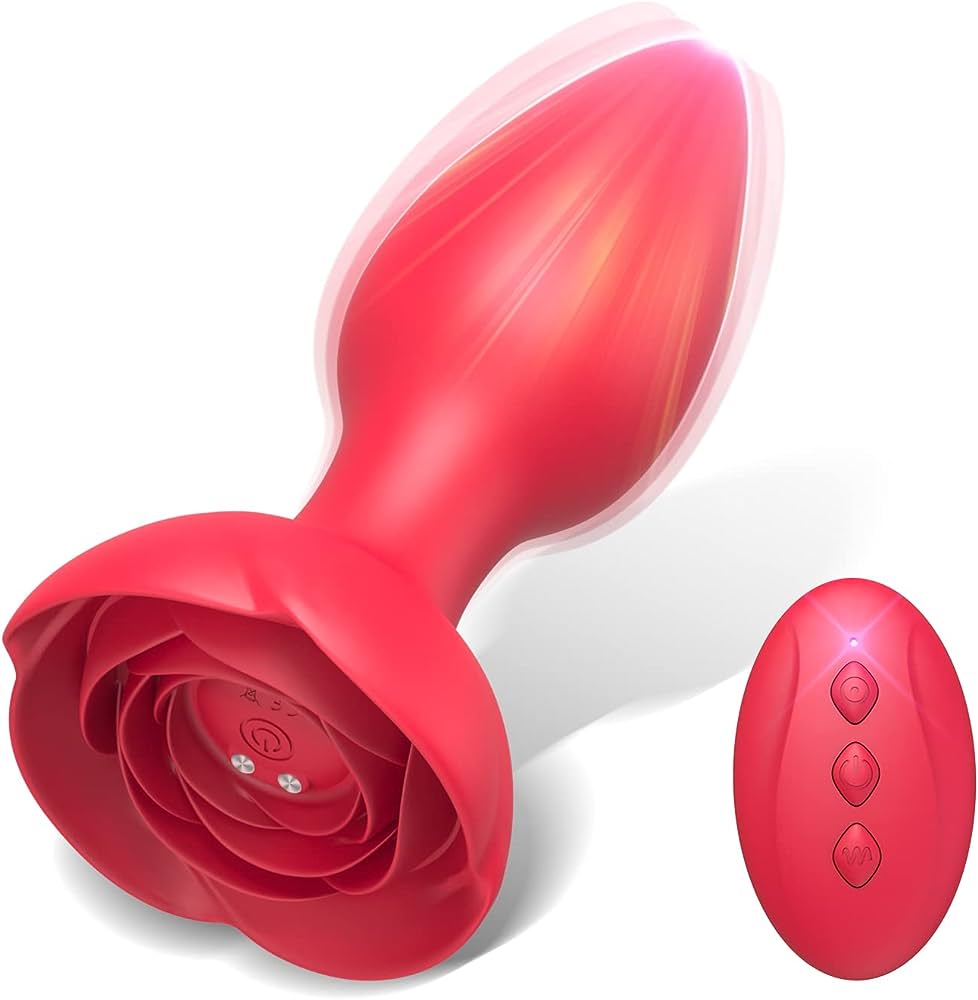 10-Speed Remote Control Silicone Vibrating Anal Plug with Rose Base