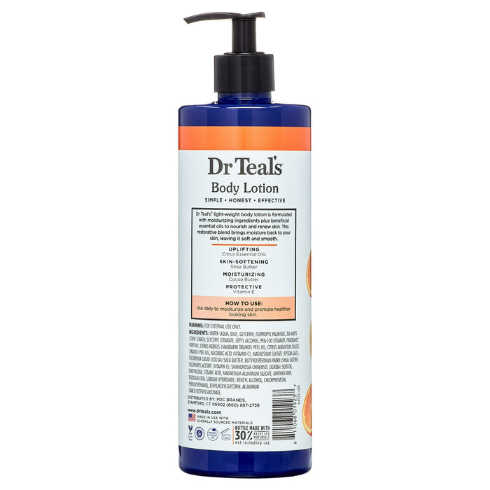 Dr Teal's Dr Teal's Body Lotion, 24 Hour Moisture + Radiant with Vitamin C & Citrus Essential Oils, 18 fl oz