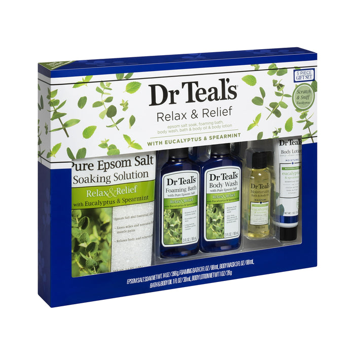Dr Teal’s Relax & Relief Gift Set, Eucalyptus & Spearmint, 5 Piece