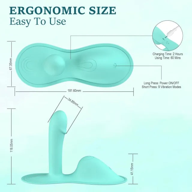 9-Speed App-Controlled Silicone Hands-Free Ride-On Vibrator in Cyan with Dual Motor G Spot & Clitoral Stimulator