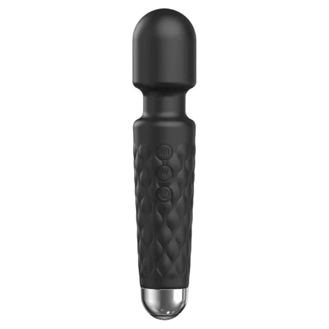 20-Speed Black Rechargeable Silicone Magic Wand Vibrator