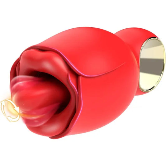 8-Mode Rechargeable Red Silicone Clitoral Stimulator with 360° Rotated Licking Tongue