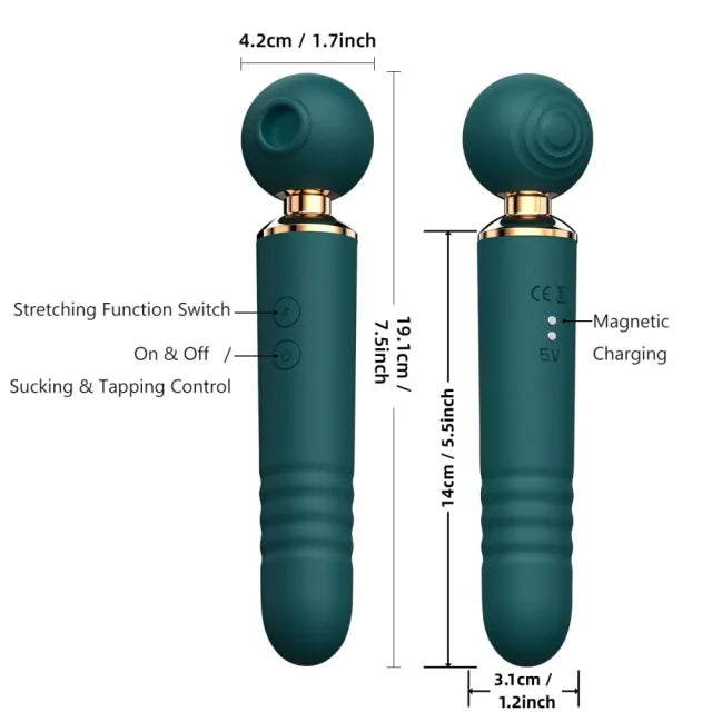 10-Speed 3-in-1 Sucking & Thrusting Wand Massager – Rechargeable & Waterproof