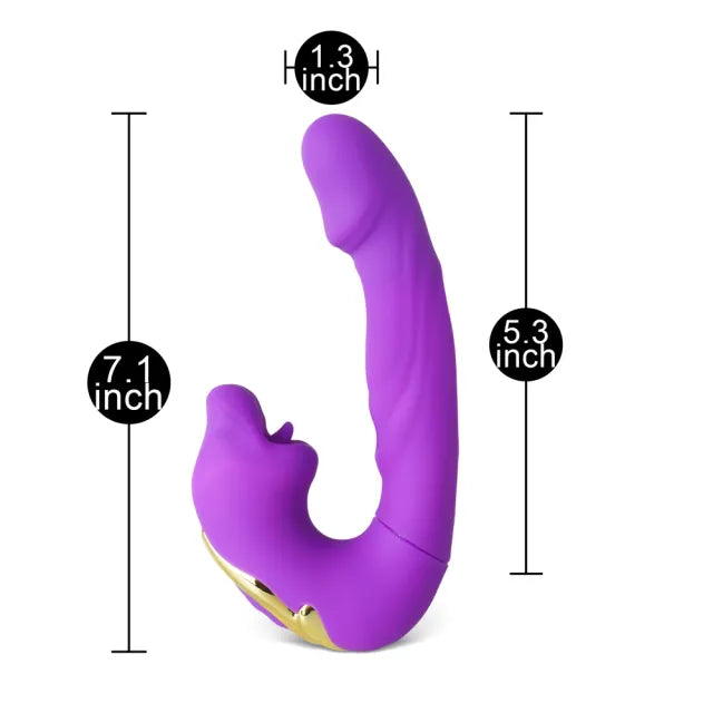 7-Speed Purple Rechargeable Vibrating & Tongue-Licking Massager with Flapping Function
