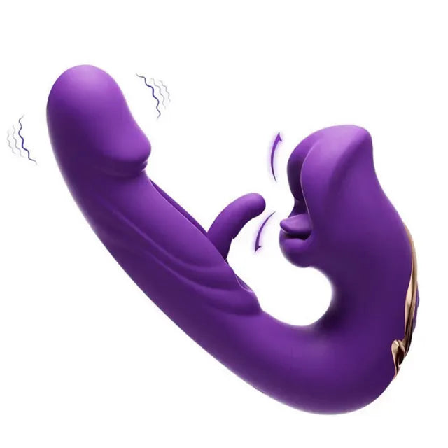 7-Speed Purple Rechargeable Vibrating & Tongue-Licking Massager with Flapping Function