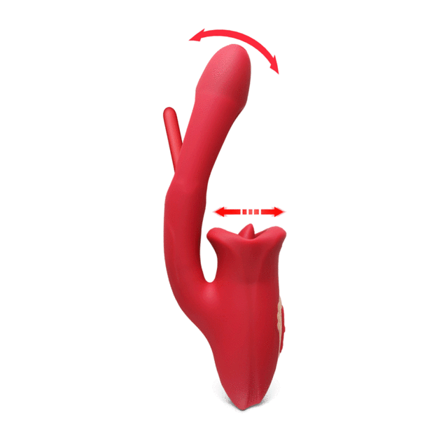 10-Speed Red Rechargeable Mouth Vibrator with Tongue-Licking & Flapping