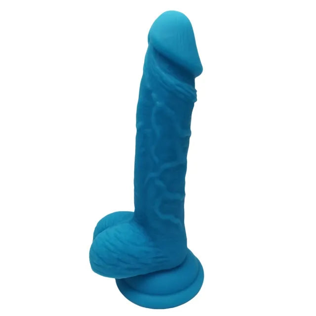 7.09'' Blue Silicone Dildo with Balls and Suction Cup