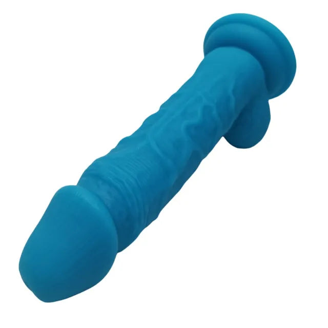 7.09'' Blue Silicone Dildo with Balls and Suction Cup
