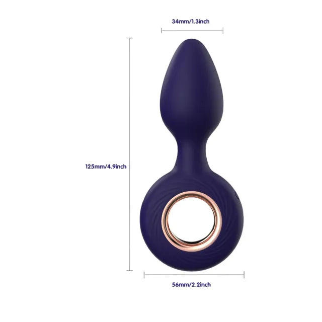 12-Mode Rechargeable Vibrating Dark Purple Silicone Butt Plug
