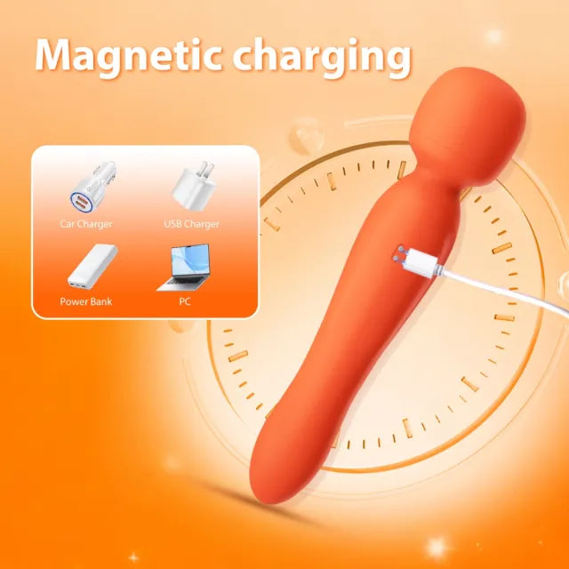 9.06" Orange Rechargeable Silicone App-Controlled Vibrator – 10 Vibrating Modes Curved G-Spot Design with Remote App Control