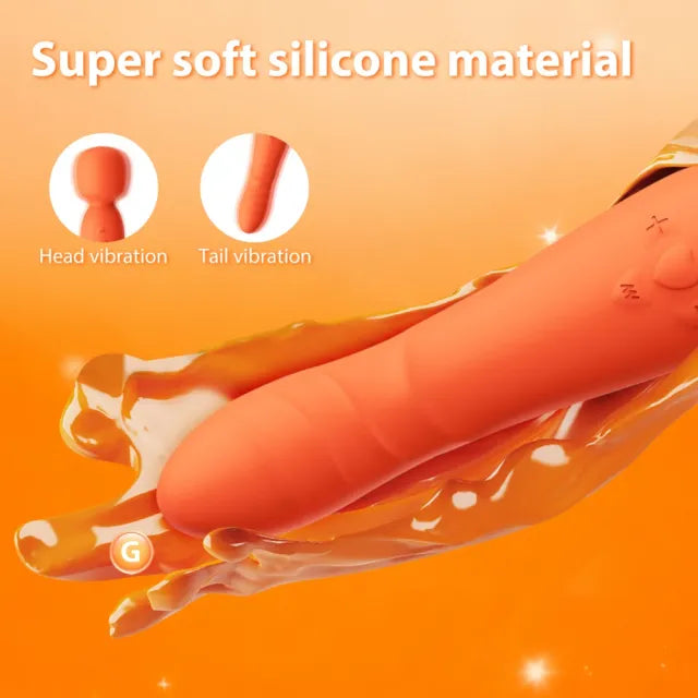 9.06" Orange Rechargeable Silicone App-Controlled Vibrator – 10 Vibrating Modes Curved G-Spot Design with Remote App Control
