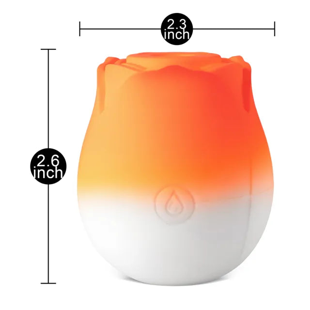 10-Function Orange & White Silicone Rechargeable Clitoral Sucking Rose Toy