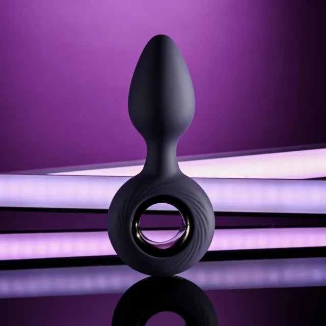 12-Mode Rechargeable Vibrating Dark Purple Silicone Butt Plug