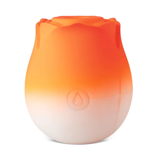 10-Function Orange & White Silicone Rechargeable Clitoral Sucking Rose Toy