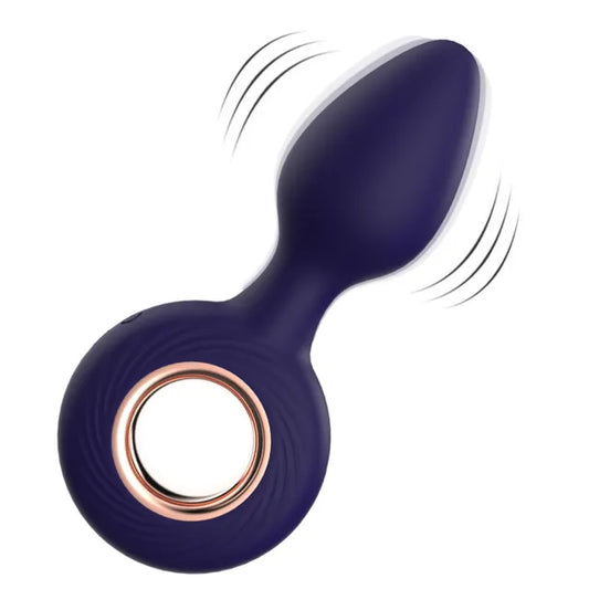 12-Mode Rechargeable Vibrating Dark Purple Silicone Butt Plug