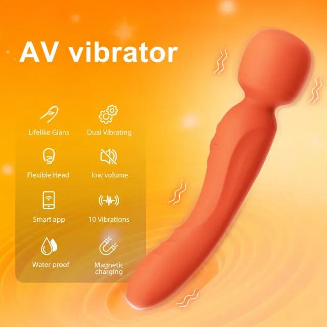 9.06" Orange Rechargeable Silicone App-Controlled Vibrator – 10 Vibrating Modes Curved G-Spot Design with Remote App Control