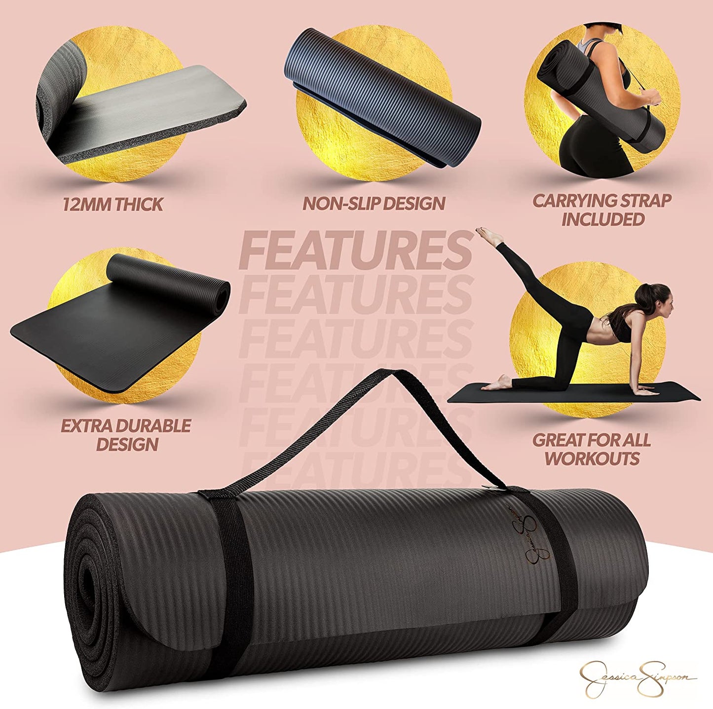 Jessica Simpson Yoga Mat Extra Thick