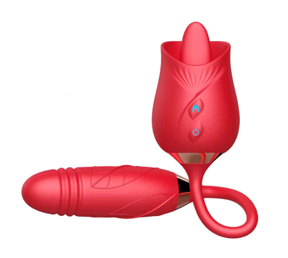 10 Speed Rose with Tongue & Thrusting Dildo