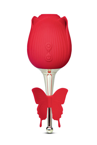 10 Speed Rose Vibrator with Vibrating Butterfly Stem